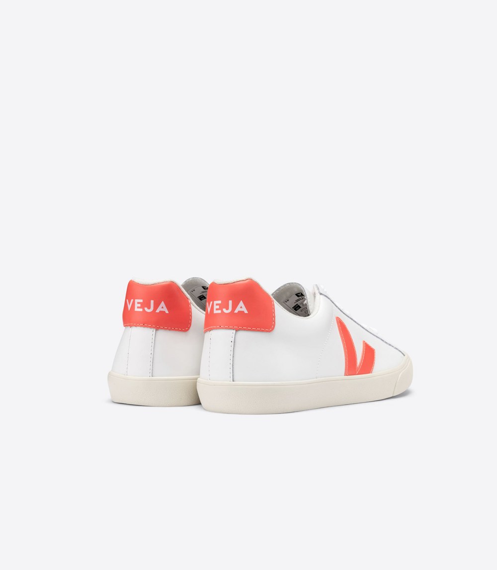 Veja Sneakers Mens - Esplar Leather - White/Orange - 1865SZFEB